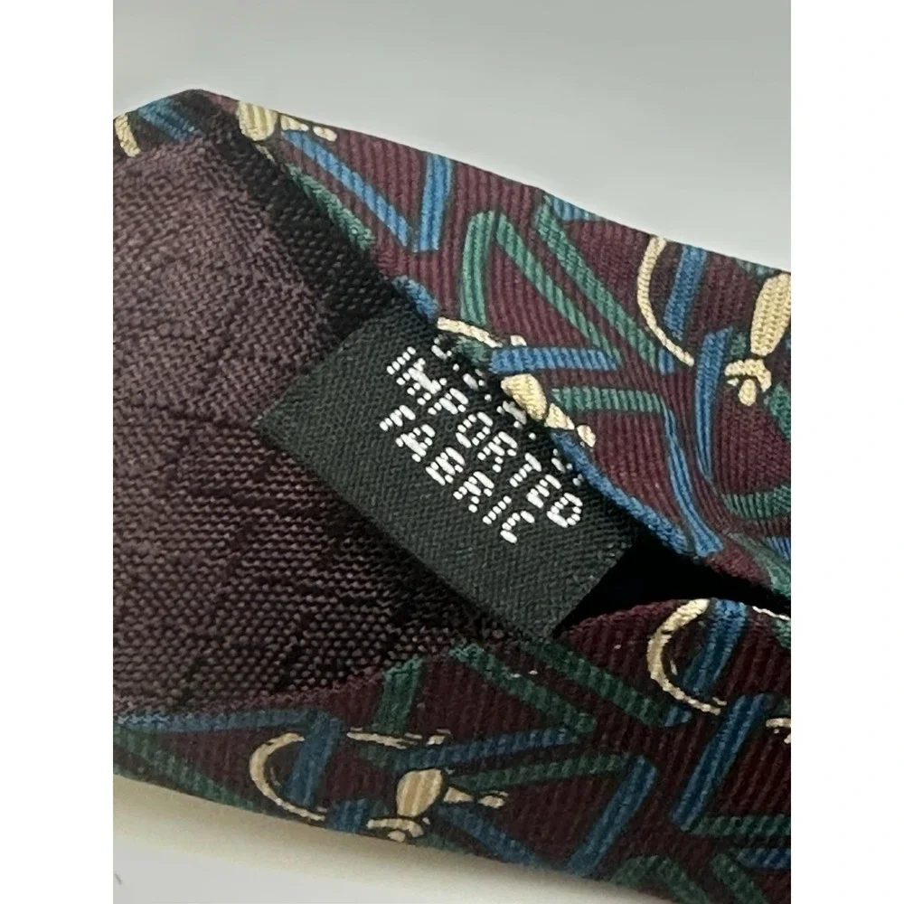 Vintage Christian Dior Geometric Pattern Silk Neck Tie‎ Maroon Link